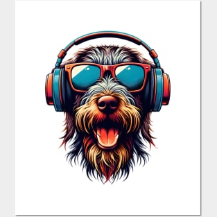 Wirehaired Pointing Griffon Smiling DJ in Japanese Art Posters and Art